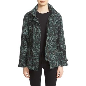 $995 NWT BURBERRY TANBRIDGE GREEN CAMO COTTON HOODED COAT JACKET US 4 EUR 38